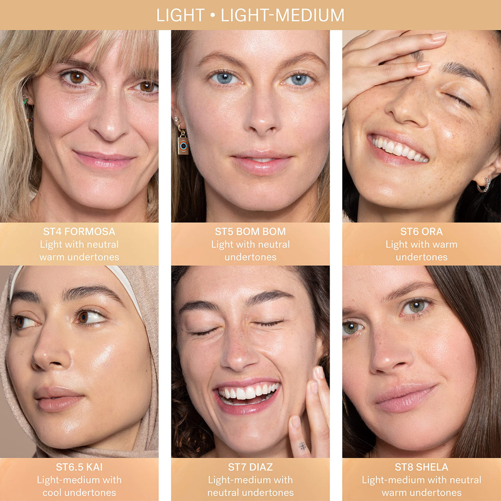 Dewy finish and lightweight feel on skin with ILIA tint.