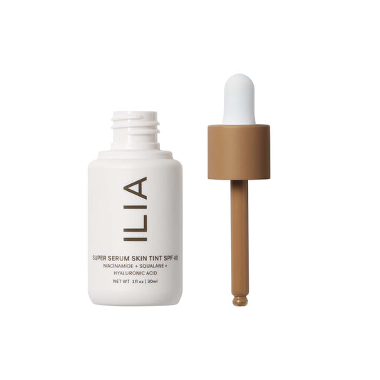 ILIA tint swatch on skin showing dewy finish and balanced tone