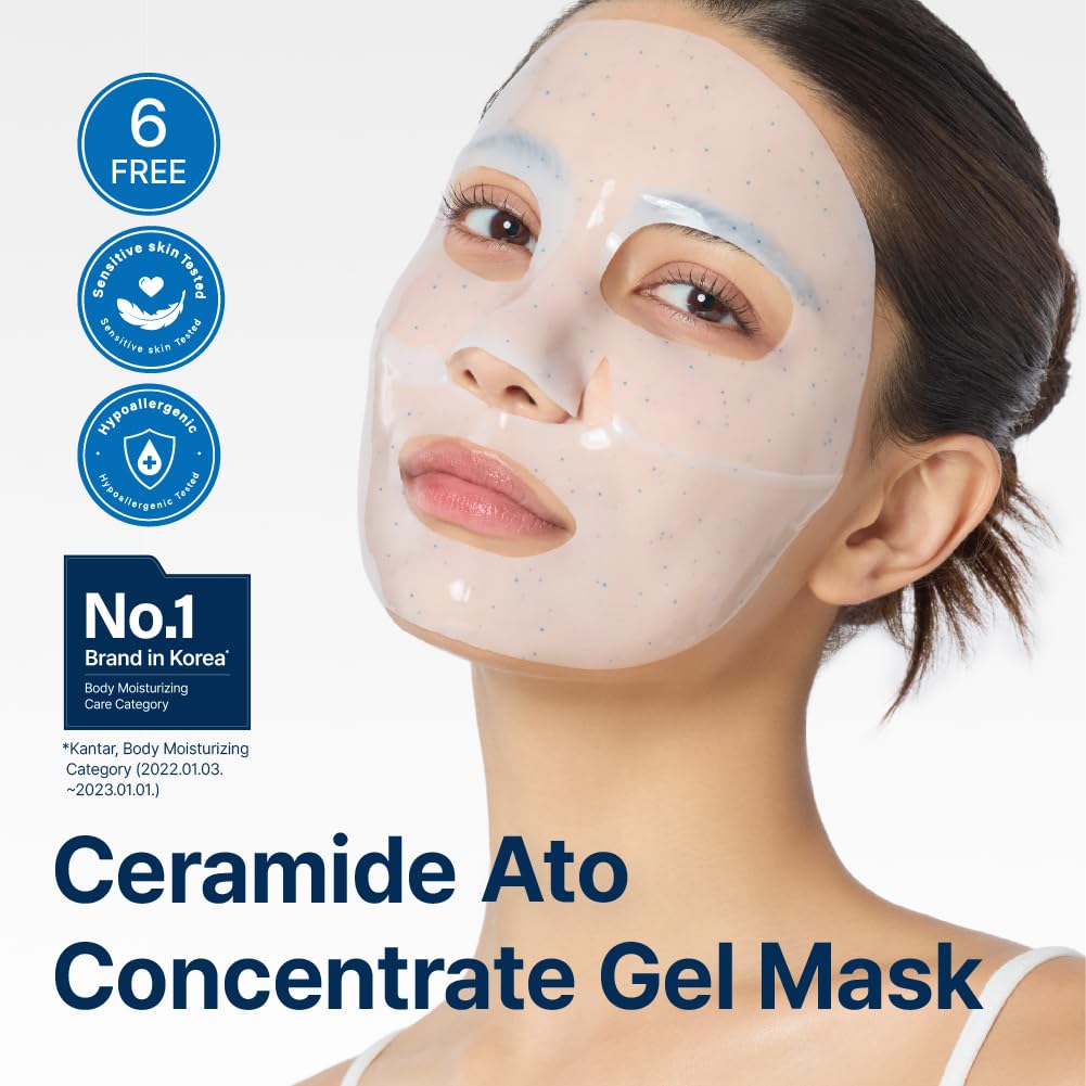 Illiyoon Ceramide Ato hydrogel texture with blue capsules for deep hydration.
