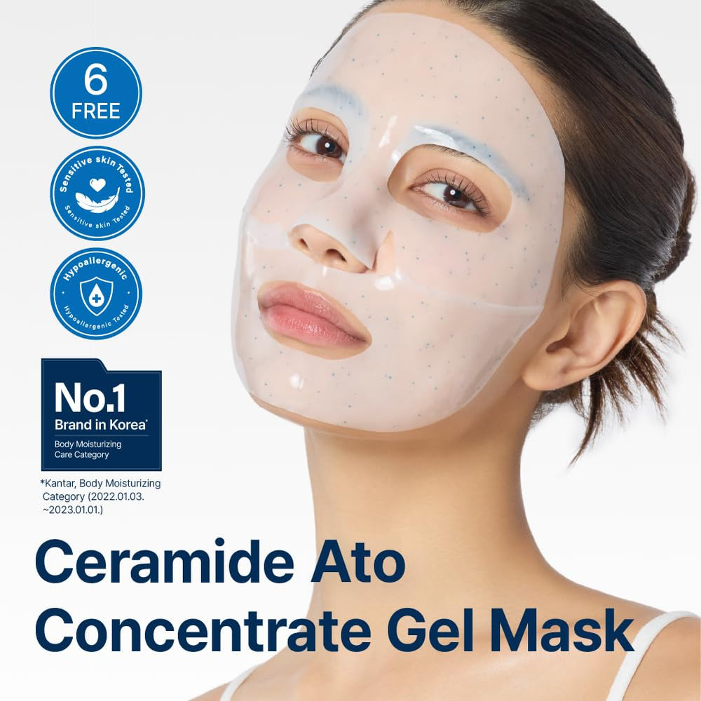 Illiyoon Ceramide Ato hydrogel texture with blue capsules for deep hydration.
