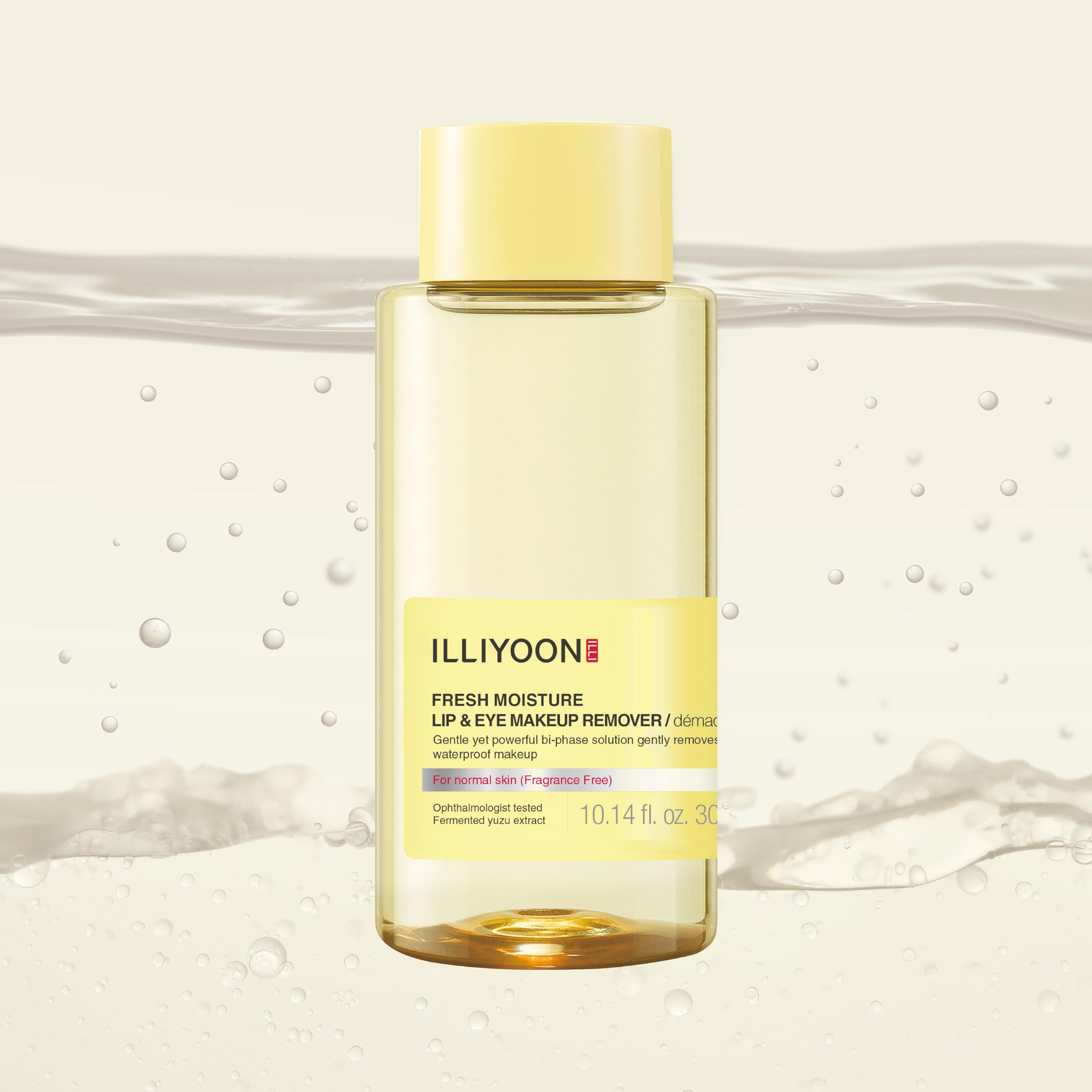 Texture closeup of Illiyoon Fresh Moisture Lip and Eye Remover showing a light finish