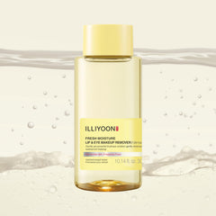 Texture closeup of Illiyoon Fresh Moisture Lip and Eye Remover showing a light finish