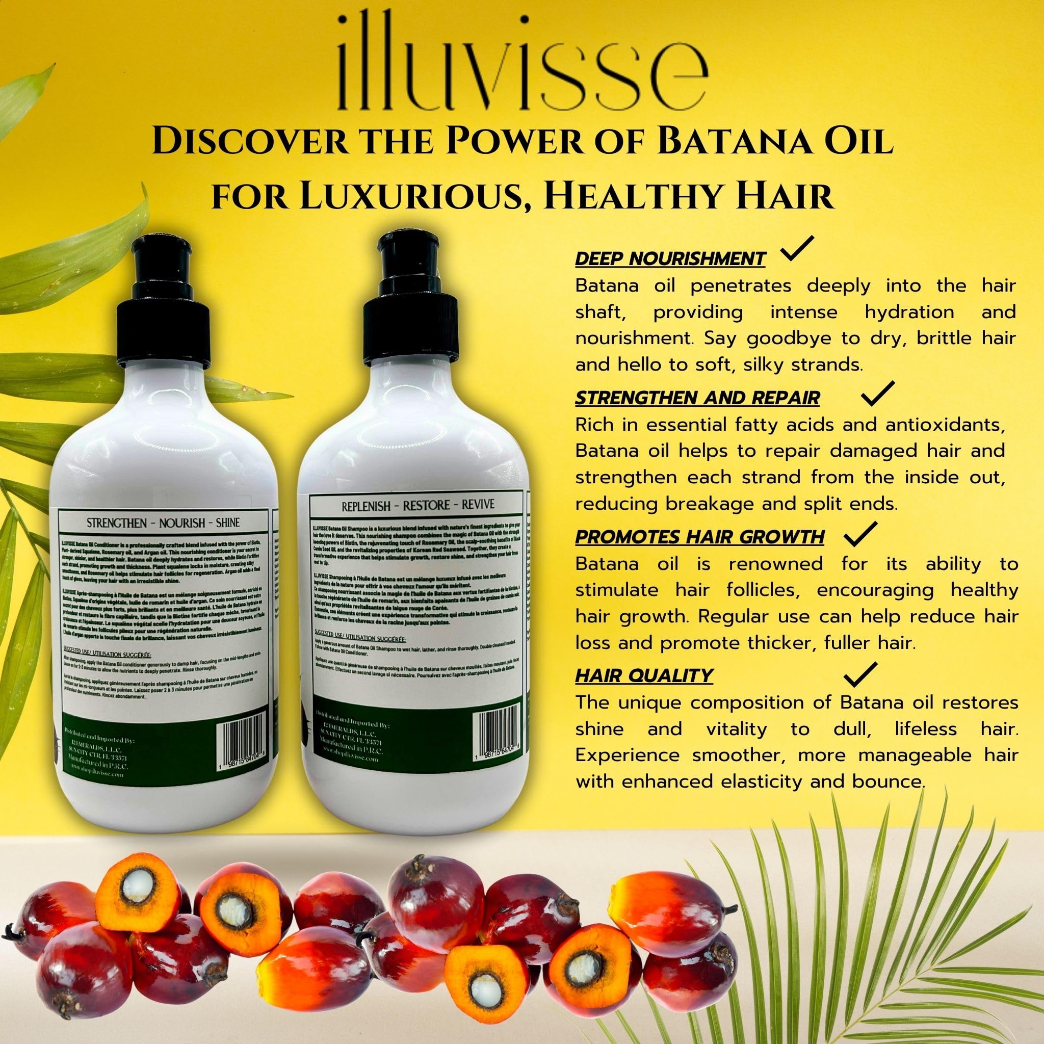ILLUVISSE Batana Oil care routine scene suggesting daily use for healthier-looking hair