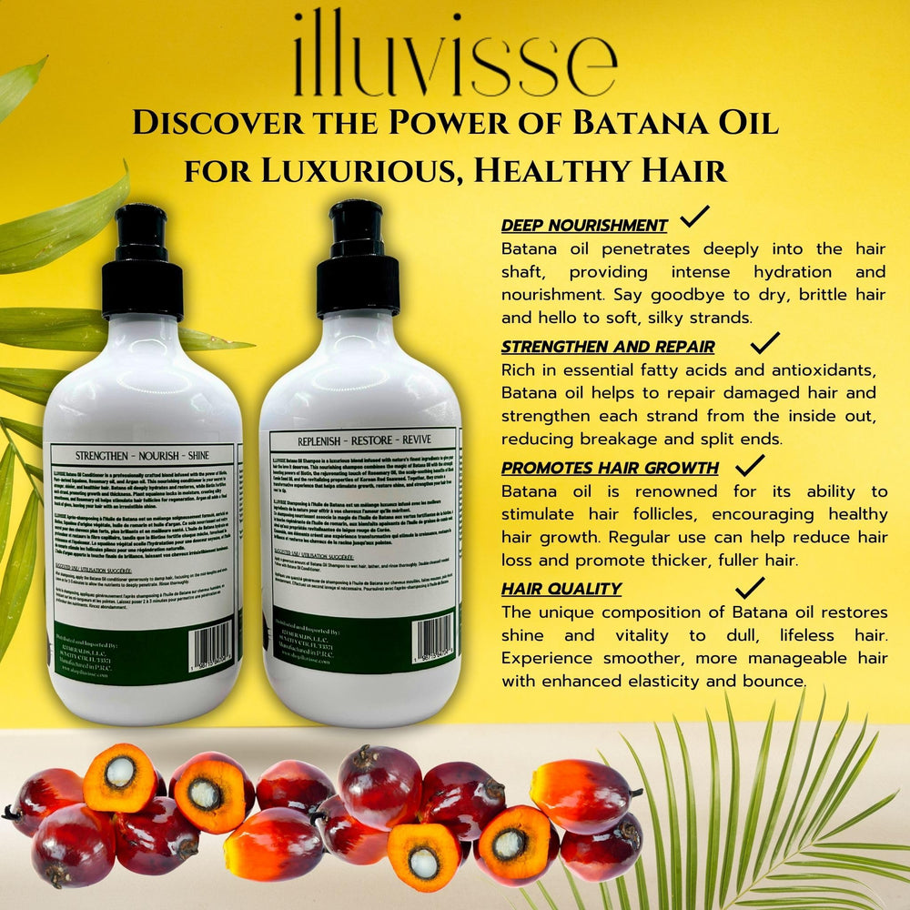 ILLUVISSE Batana Oil care routine scene suggesting daily use for healthier-looking hair