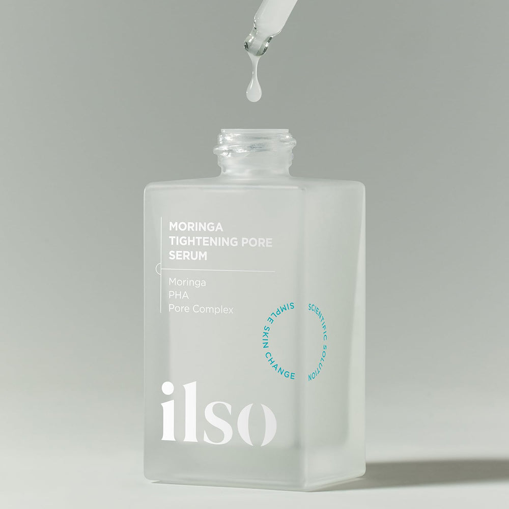 Ilso Moringa Tightening Pore Serum pump dispense for precise application.
