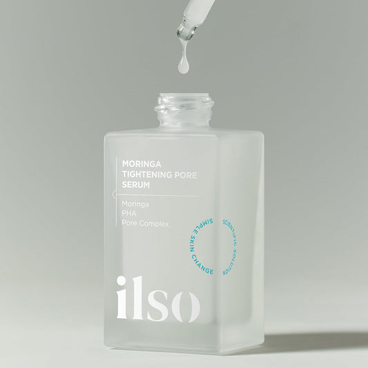 Ilso Moringa Tightening Pore Serum pump dispense for precise application.