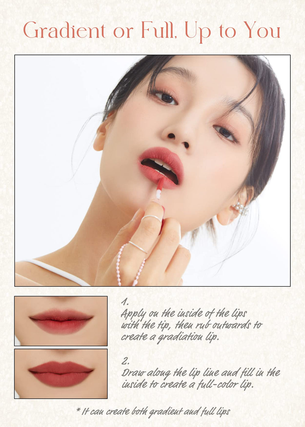 Texture highlights airy silica powder and shea butter hydrate lips