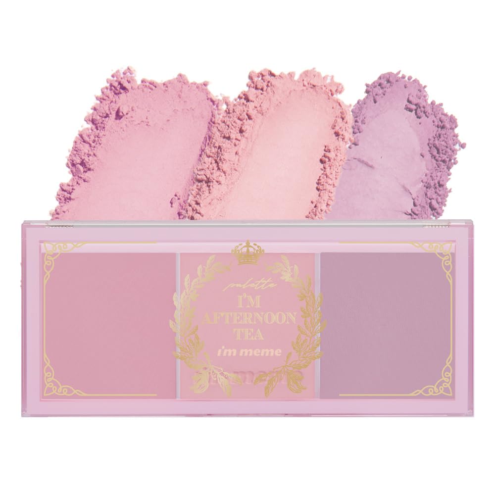 I'M MEME Blusher Palette Afternoon Tea soft pink shade for a subtle radiant glow.