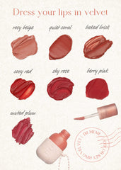 Close-up of velvet finish showing soft texture on lips