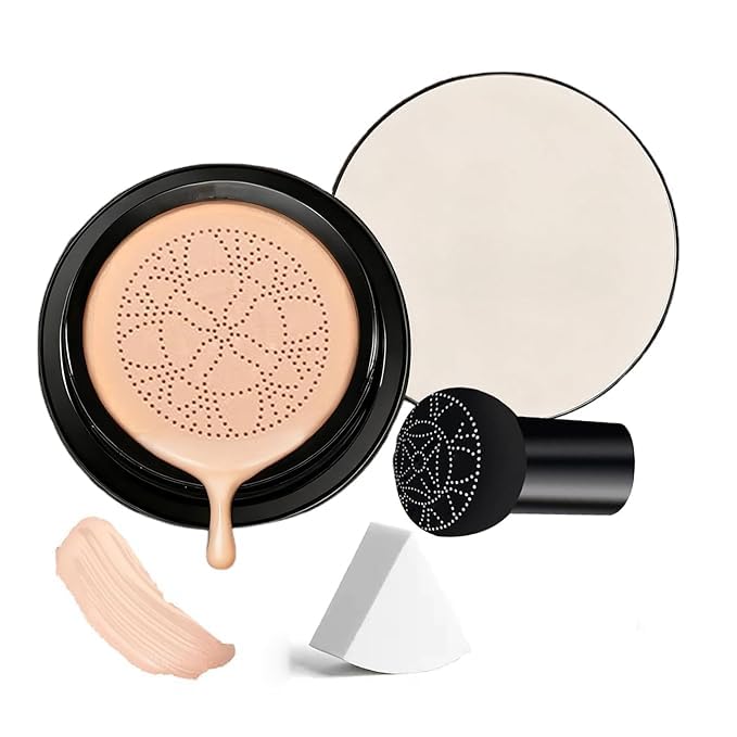 Mushroom Head Air Cushion CC Cream – BB Foundation with Mushroom Applicator & Sponge