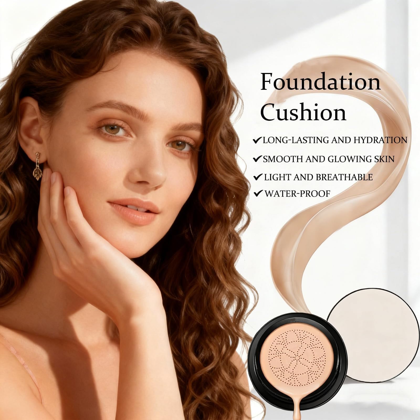 Mushroom Head Air Cushion CC Cream – BB Foundation with Mushroom Applicator & Sponge