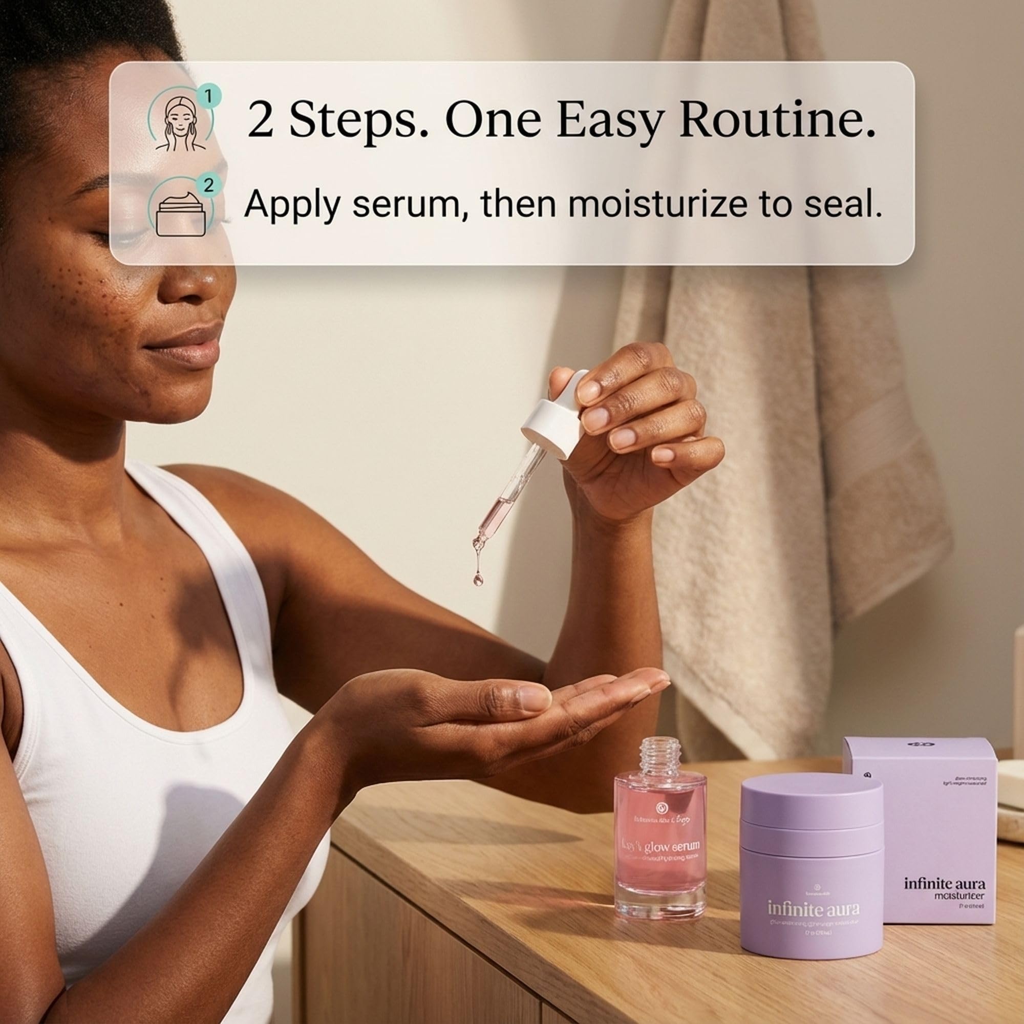 Bohemia Skin Serum texture swatch shows airy, fast-absorbing finish.