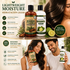 HIGH SUPREME Rosemary, Aloe Vera & Cinnamon Shampoo + Bergamot Conditioner – 2 Pack (16.9 fl oz each) – Premium Nourishing Hair Care Set