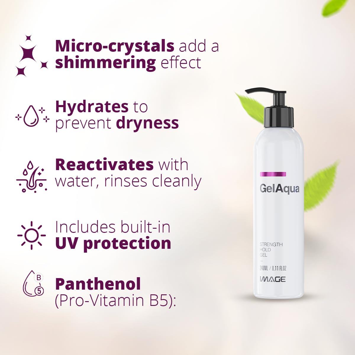 Image Gelaqua frizz-control smooths flyaways for a polished finish.