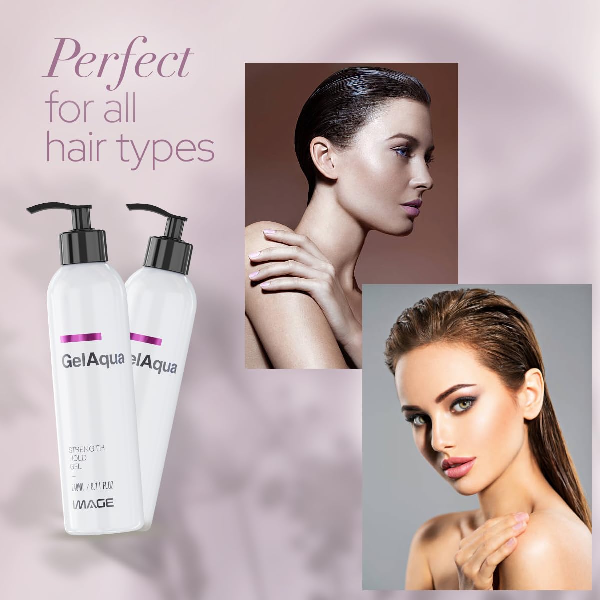 Image Gelaqua Hair Gel texture swatch highlights hydration and flexibility.