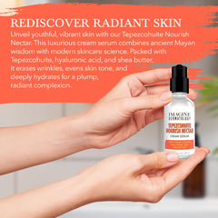ImagineDerm Tepezcohuite Nourish Nectar amber bottle protects potency and ingredients.