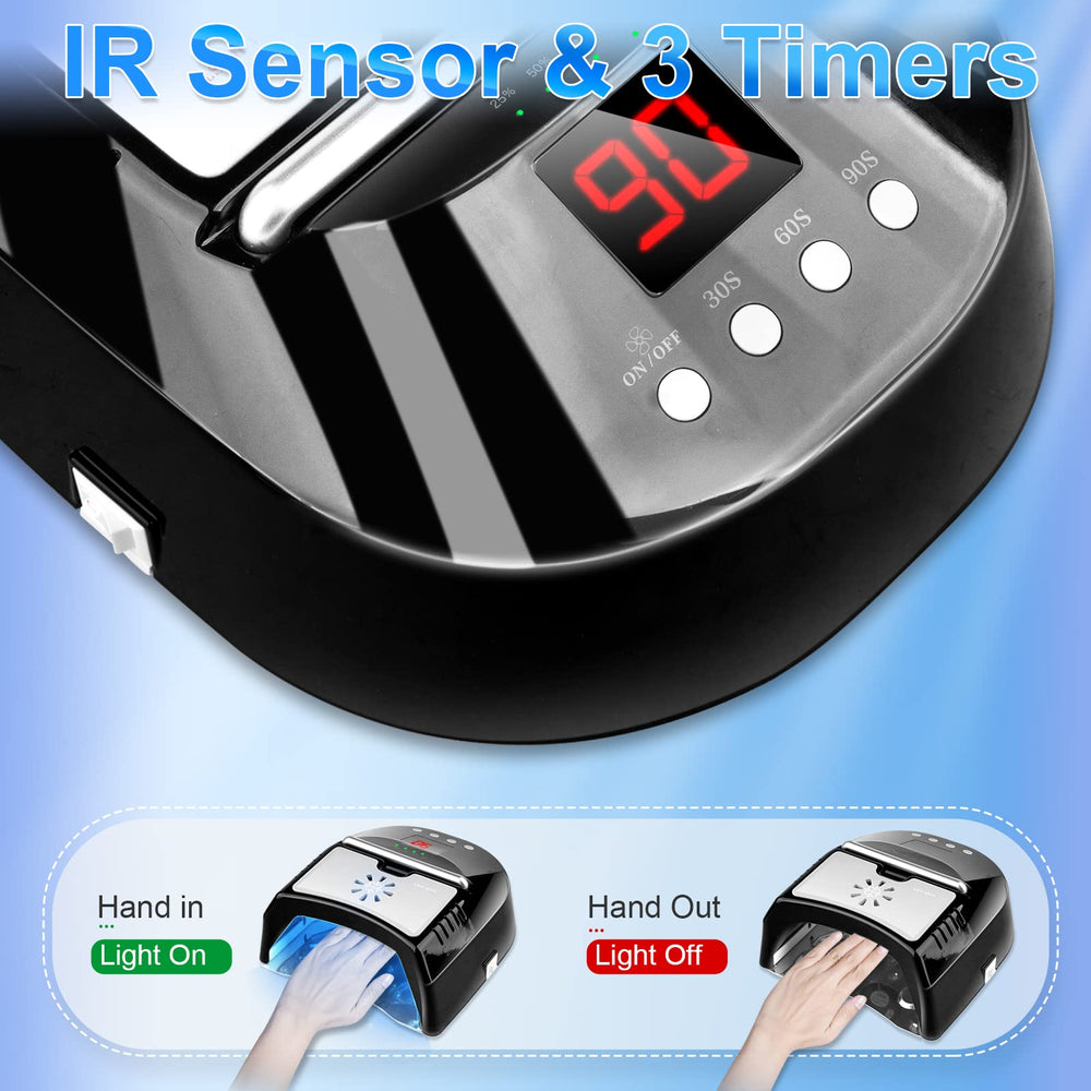 IMENE nail lamp with built-in fan keeps sessions cool during curing.