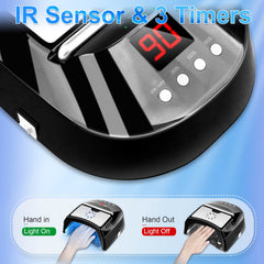 IMENE nail lamp with built-in fan keeps sessions cool during curing.