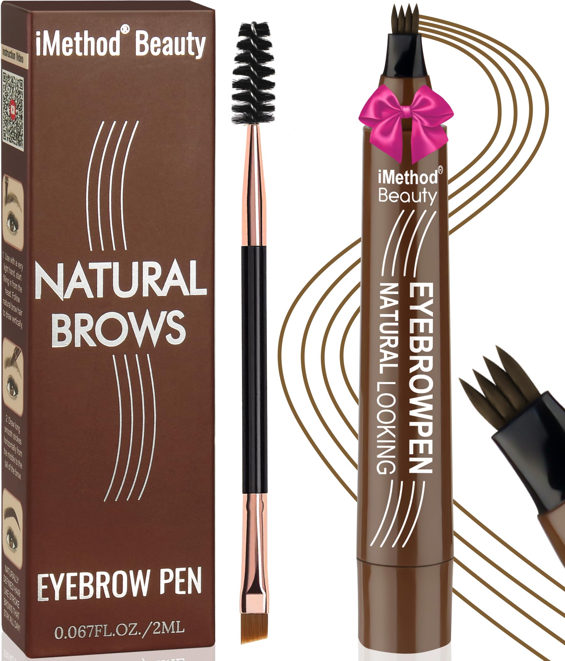 iMethod Eyebrow Pen with 4 fork tip delivers natural hair-like strokes.
