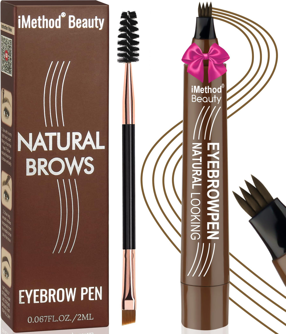 iMethod Eyebrow Pen with 4 fork tip delivers natural hair-like strokes.