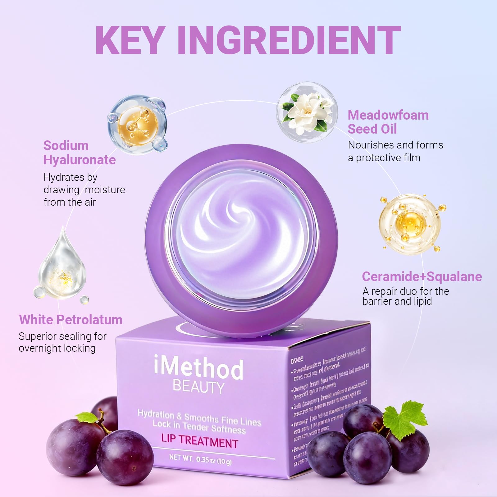 iMethod hyaluronic acid lip mask ingredient shot emphasizing deep hydration