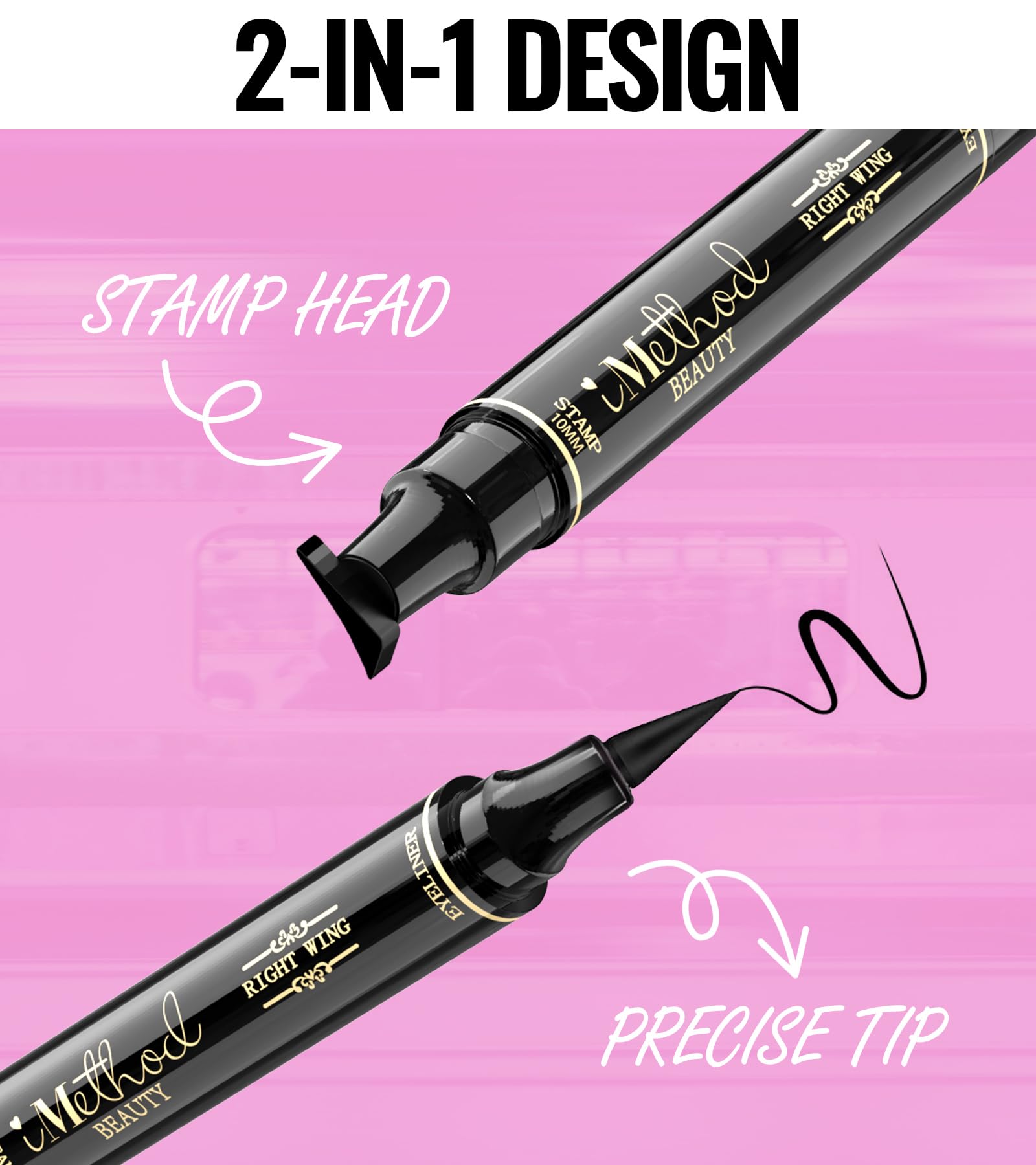 Close-up of iMethod Winged Eyeliner Stamp showing stamp and liner tips