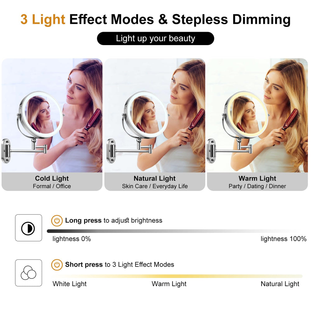 IMIKONA three color lighting with dimming for makeup clarity