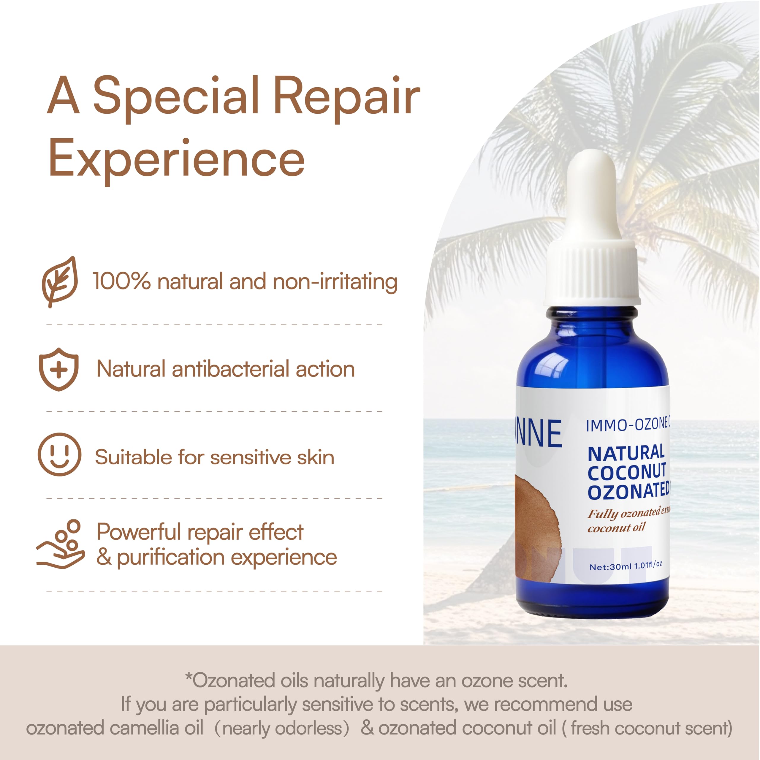 IMMOONNE ozonated coconut oil on skin for easy absorption