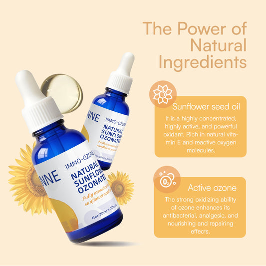 IMMOONNE ozonated sunflower oil dropper-cap for precise application.