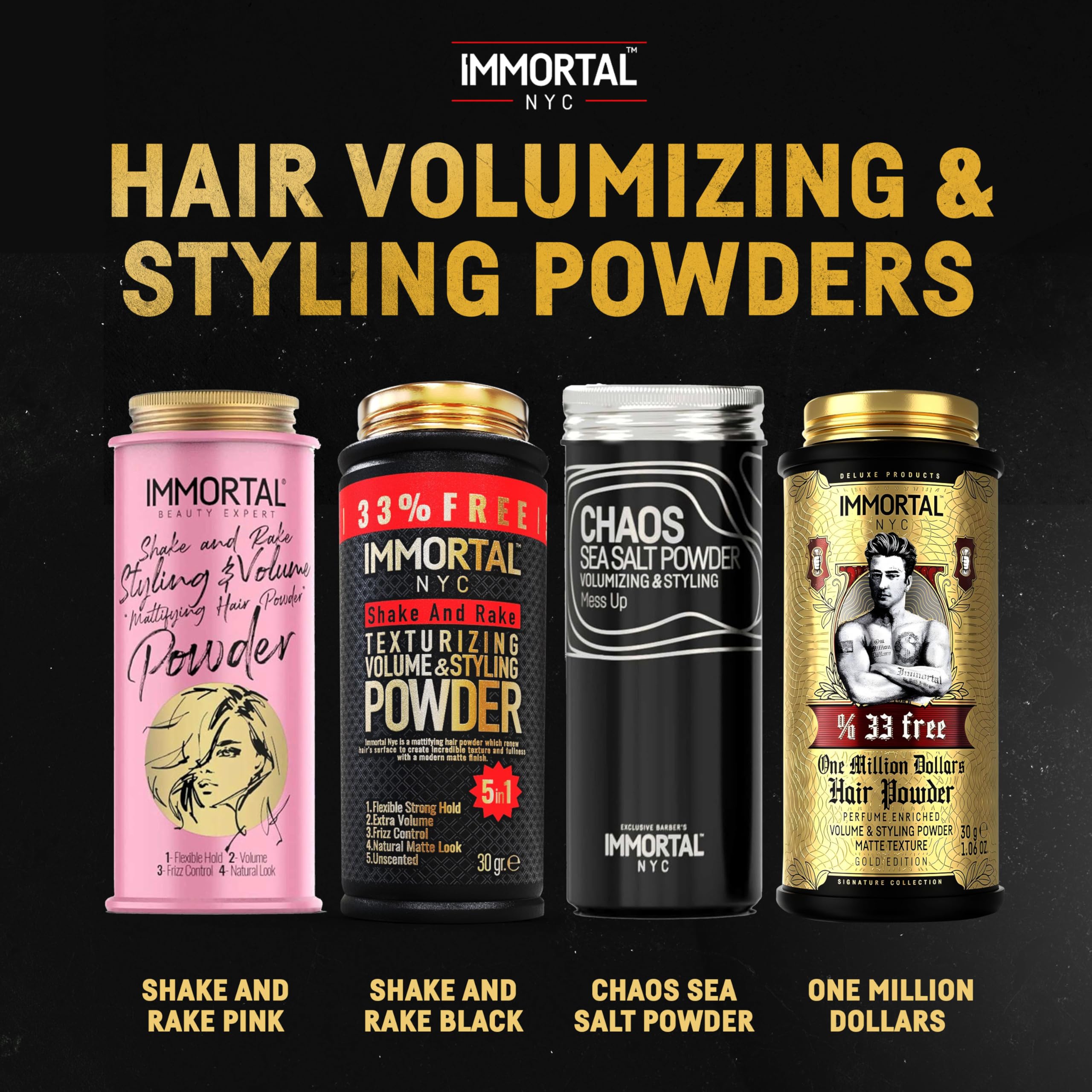 Immortal NYC all-natural ingredients graphic showing clean formula.