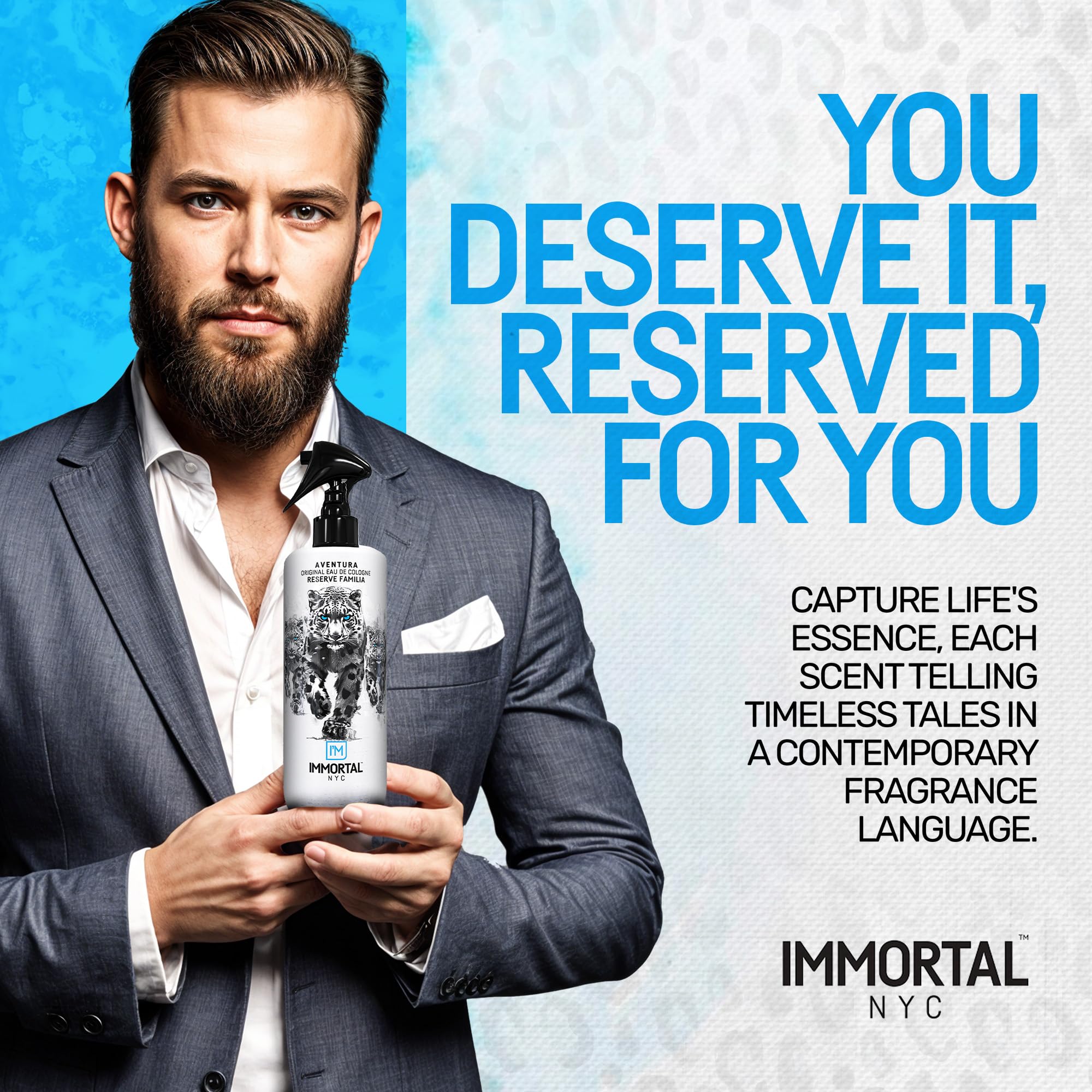 Immortal NYC Aventura 17 oz bottle ready for daily use.