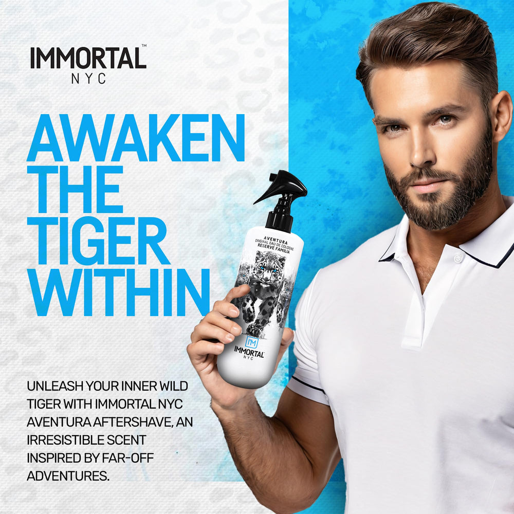 Immortal NYC Aventura fruity notes highlighted by lemon and bergamot for daily freshness.