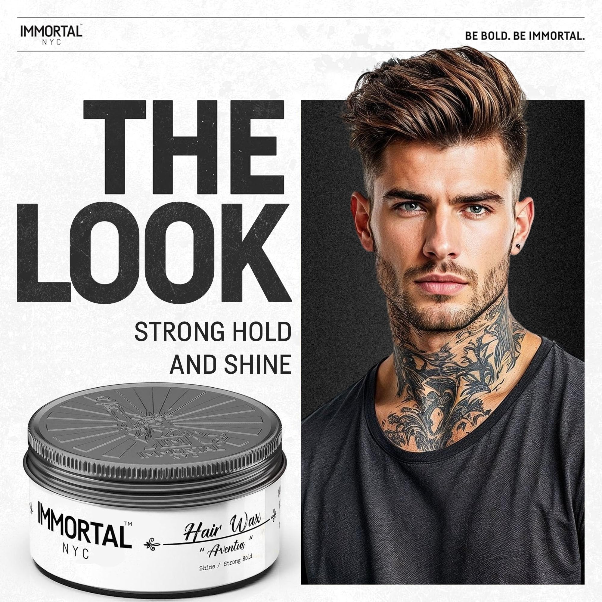 Immortal NYC Aventus texture-definition demonstrates strong hold with low shine.