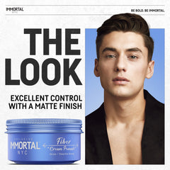 Immortal NYC Fiber Cream Pomade application for flexible hold and defined texture.
