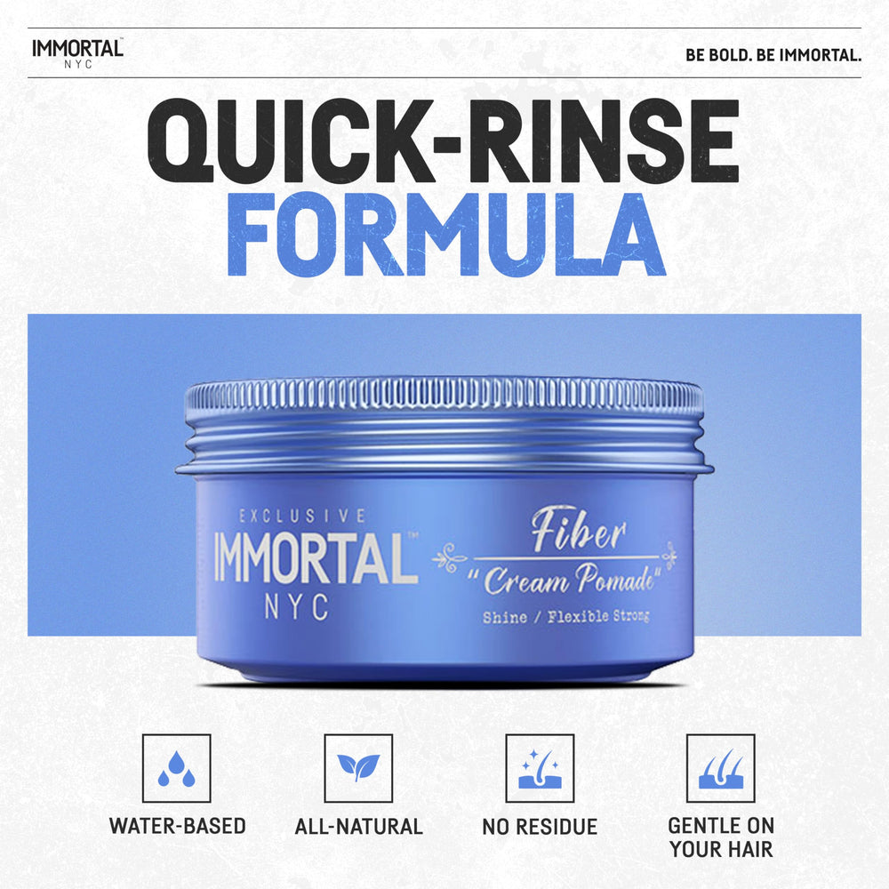 Immortal NYC Fiber Cream Pomade matte finish with strong flexible hold.
