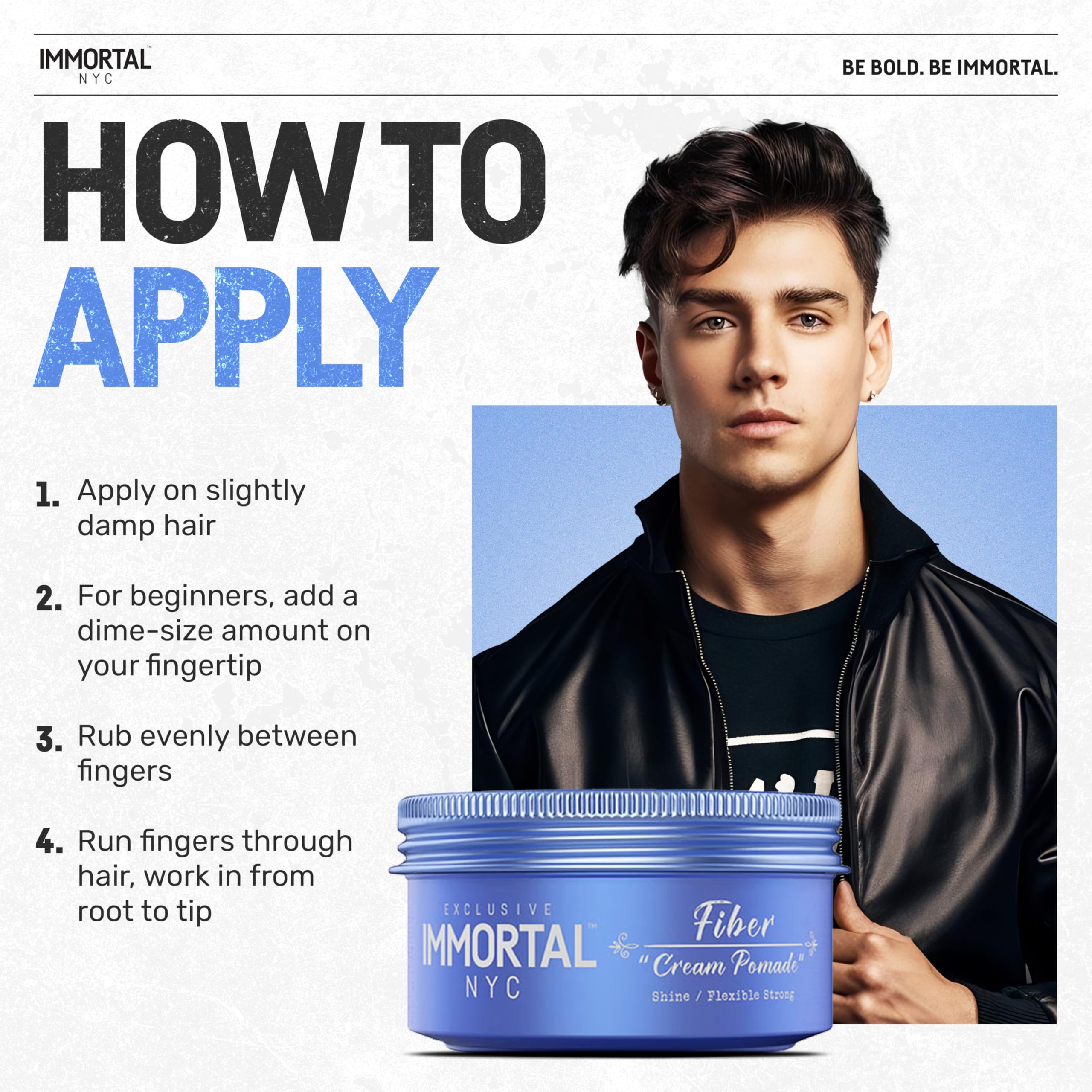 Immortal NYC Fiber Cream Pomade water-based formula washes out easily.