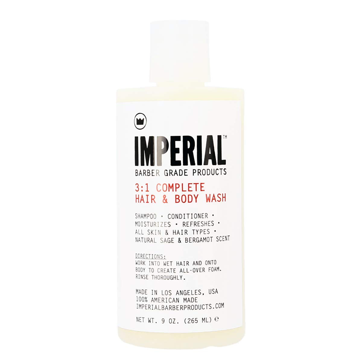 Imperial Barber 3:1 bottle demonstrating the 3-in-1 formula for streamlined grooming.