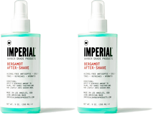 Imperial Bergamot after-shave bottle, 9 oz, alcohol-free for post-shave refresh.