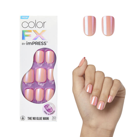 imPRESS Color FX Satellite nails in light pink offer a glossy, ready-to-wear touch.