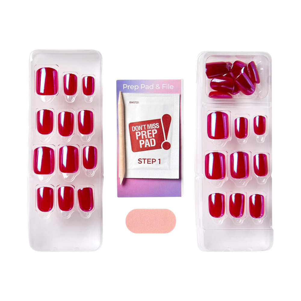 imPRESS Color FX This City dark red nails on-trend, high-gloss finish.