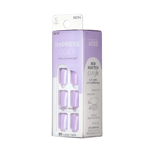 imPRESS Color Press-On Lavender on hand demonstrates quick, polish-free style.