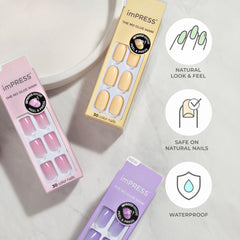 imPRESS Lavender nails display a gel-like, glossy finish.