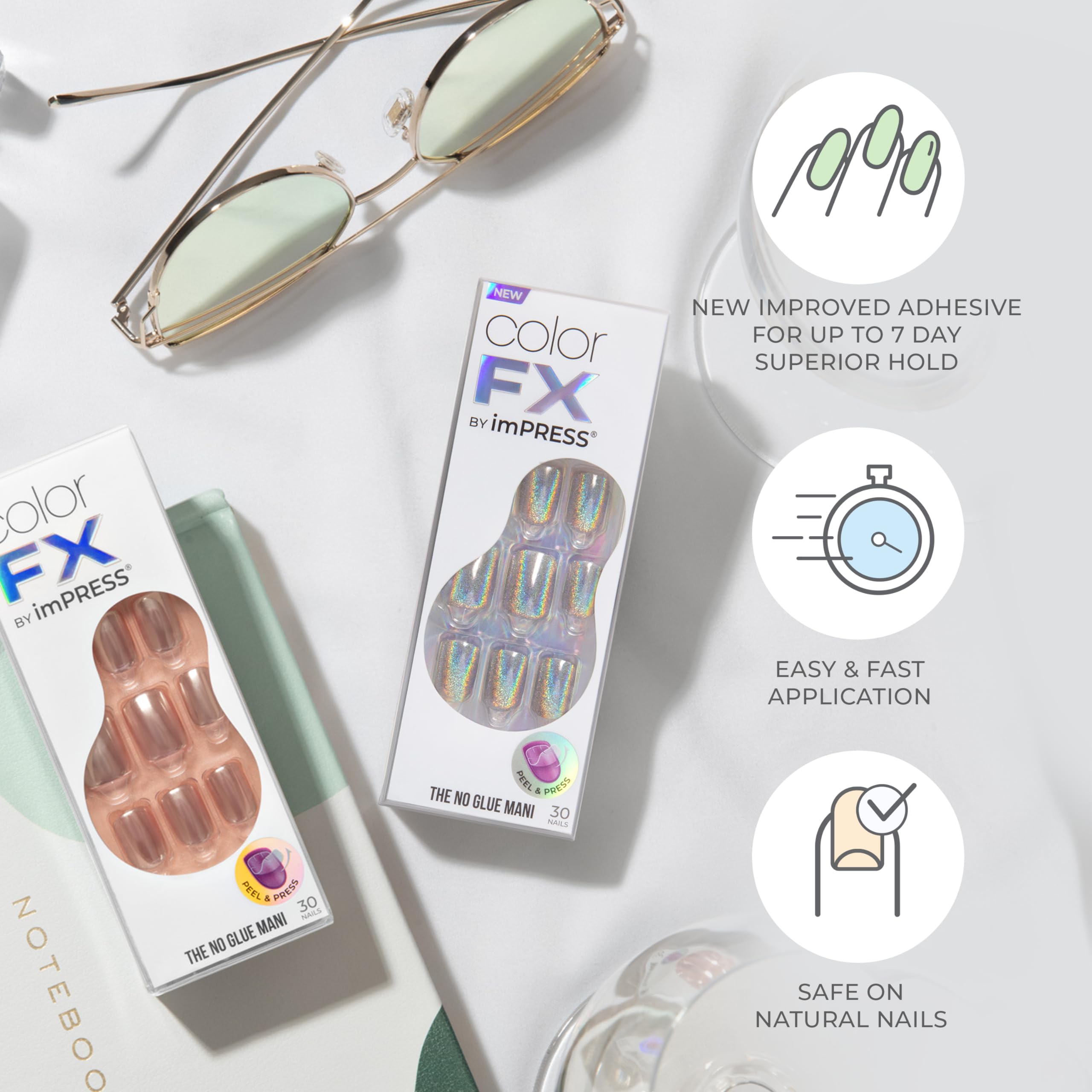 imPRESS glueless manicure application step illustrates an easy peel-and-press process.