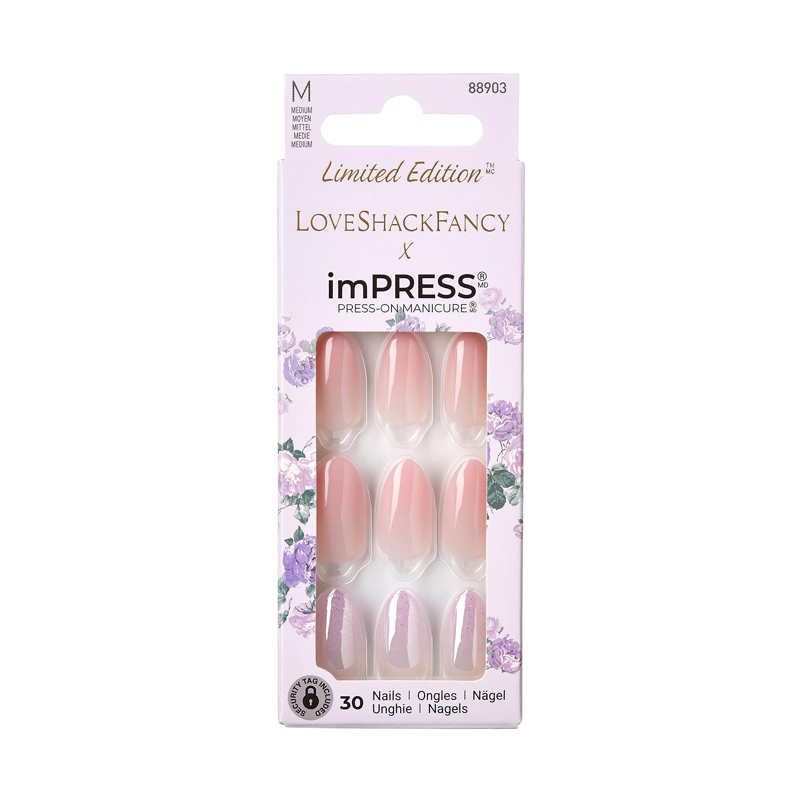 imPRESS LoveShackFancy Blushing Lavender nails on display for a chic finish