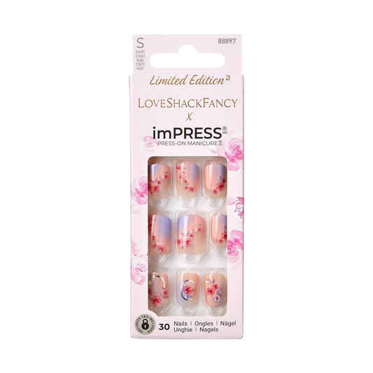 imPRESS LoveshackFancy sunkissed-peach nails in package, ready to apply for instant style