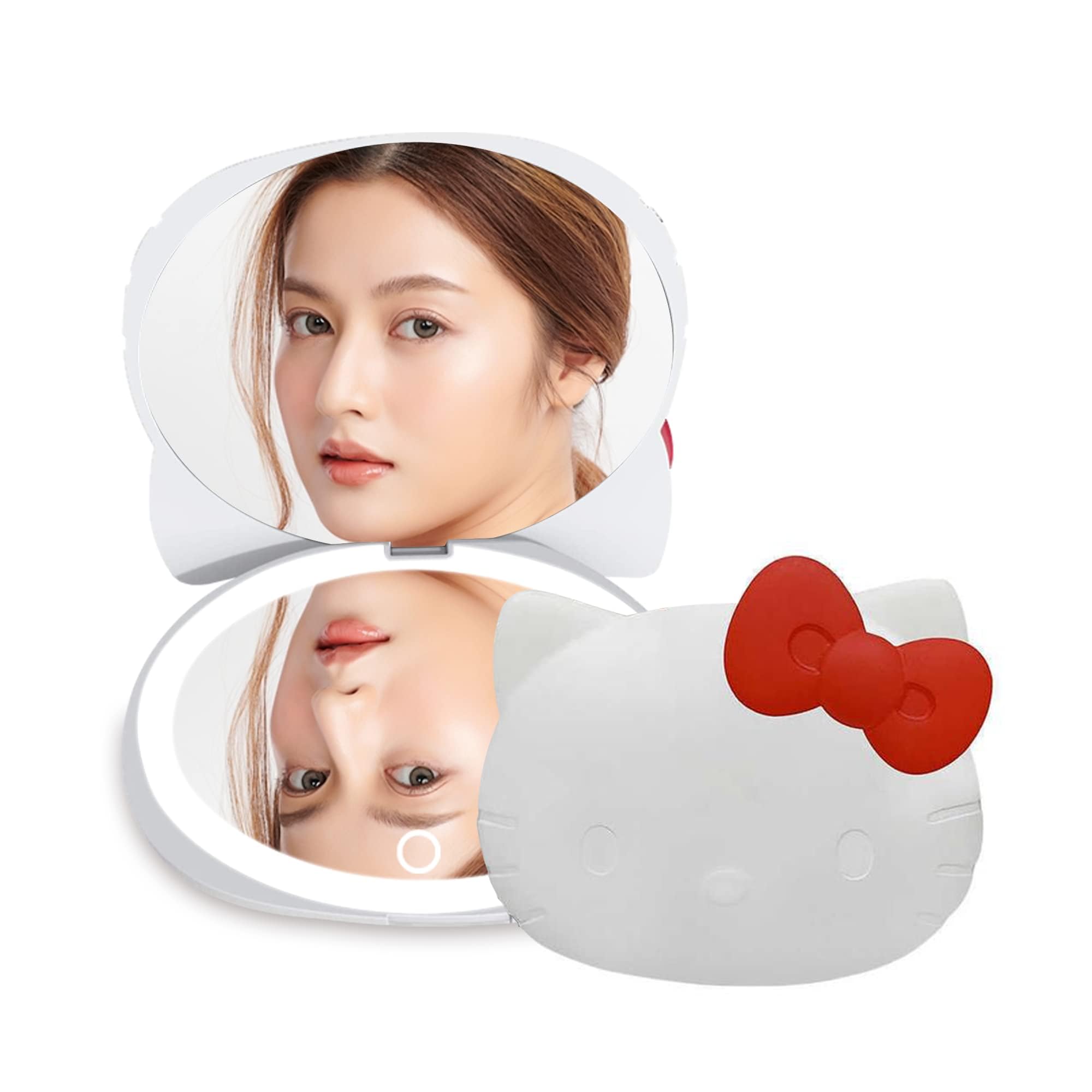 Impressions Vanity Hello Kitty compact mirror white glossy finish complements daily vanity setups