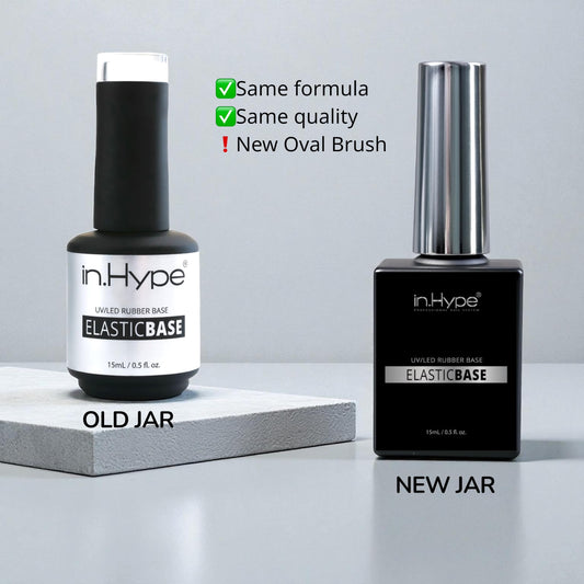 IN.HYPE Elastic Base Coat on nail prep illustrates smooth nail surface ready for art.