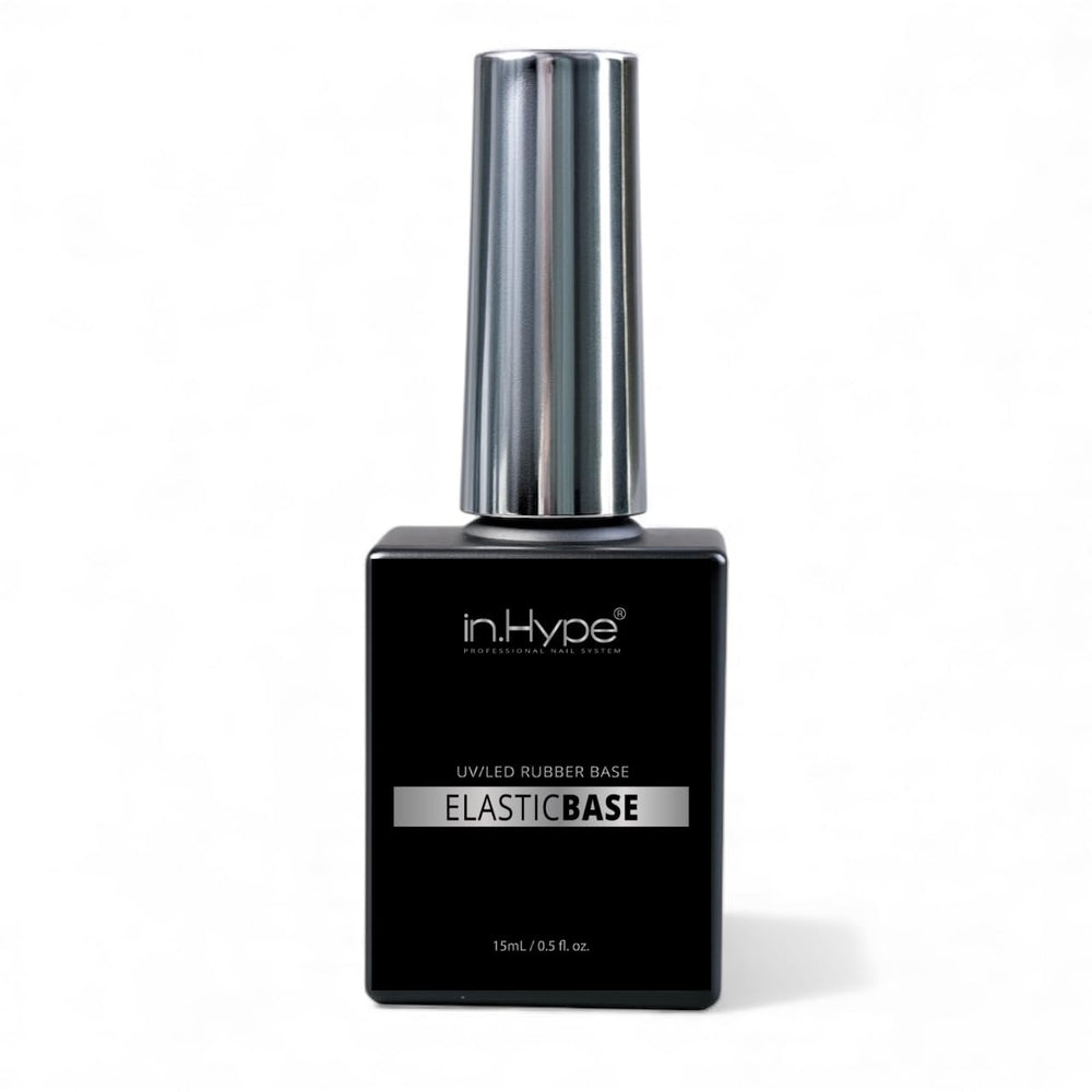 IN.HYPE Rubber Base Coat bottle closeup highlights strong adhesion potential.