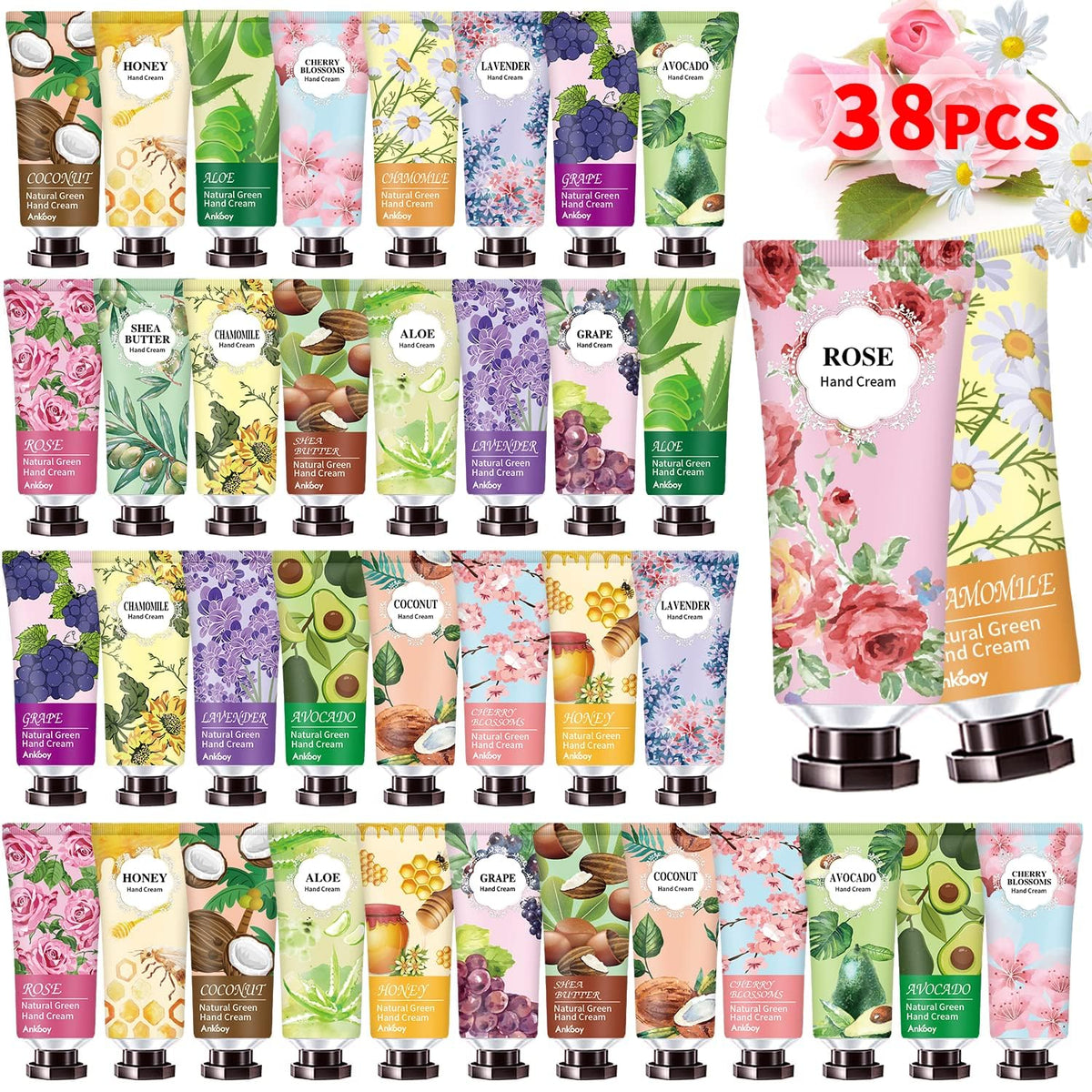 INALIER 38-pack hand cream gift set with assorted scents for daily moisture.