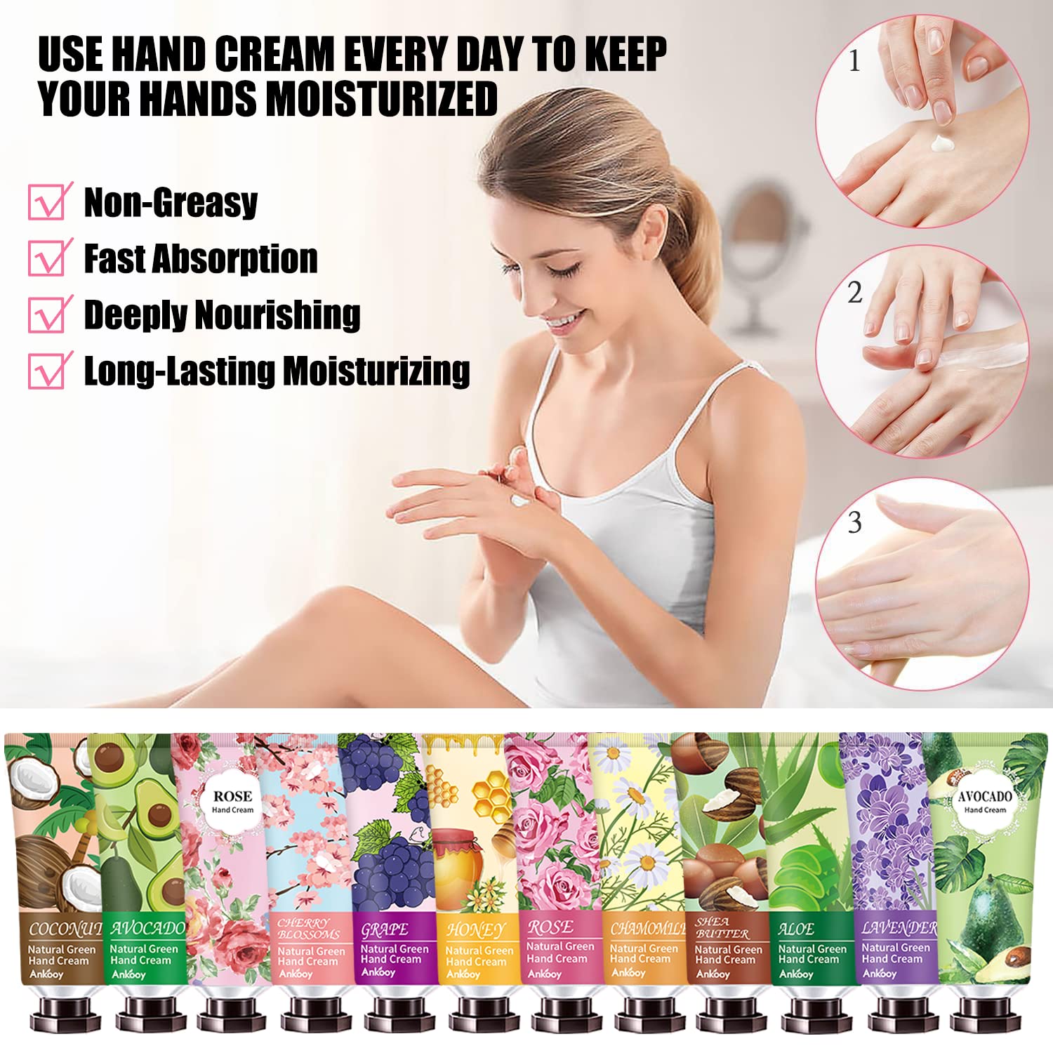 INALIER lavender hand cream mini offers fast absorption and gentle scent.